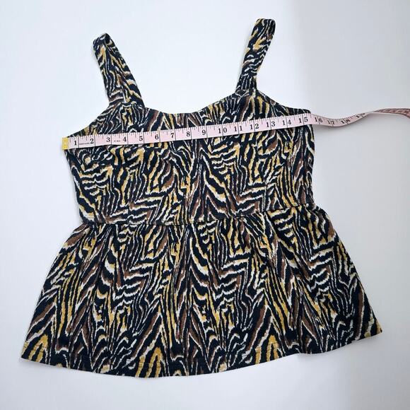Anthropologie Jaime Zebra Peplum Tank Top S Animal Print Square Neck Sleeveless - Picture 4 of 7